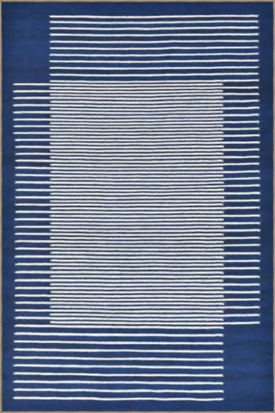 Rugs Modern Halı Δημιουργικό μοντέρνο διακοσμητικό χαλί με μπλε θέμα και ριγέ...