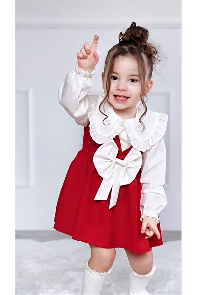 EFE KIDS Girl's Shirted Poplin Fabric Gilet Set