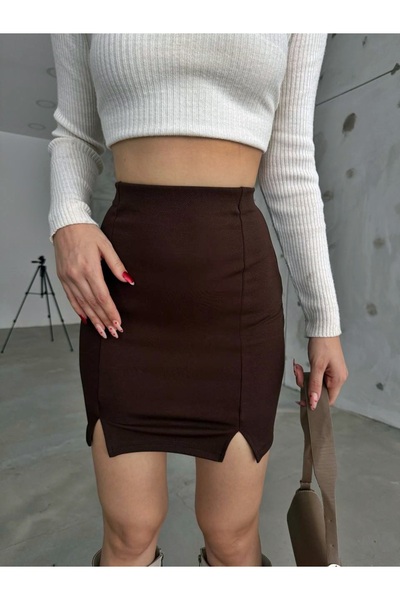 LB Laluna Butik Women's Slit Front Lycra Skirt