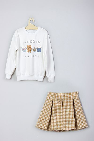 ADA BEBEK ÇOCUK New Season Style Printed Skirt Sweat Set