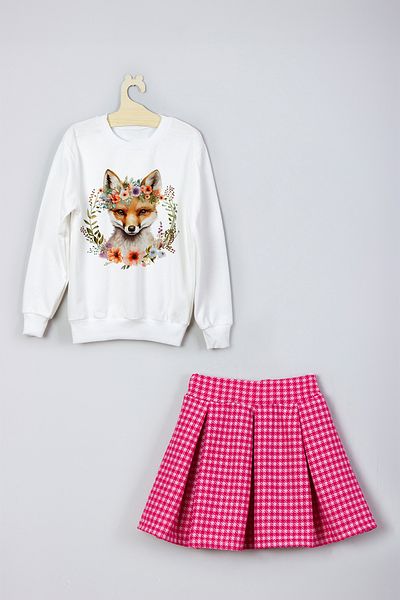 ADA BEBEK ÇOCUK New Season Crown Printed Skirt Sweat Set