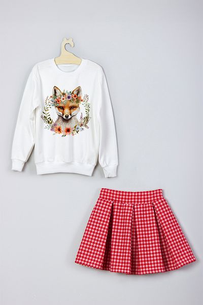 ADA BEBEK ÇOCUK New Season Be Kind Yourself Printed Set - Skirt and Sweat Set