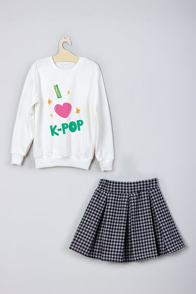 ADA BEBEK ÇOCUK New Season I'K-Pop Printed Skirt Sweat Suit