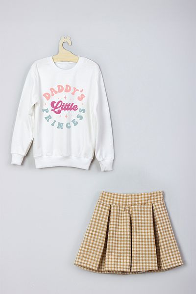 ADA BEBEK ÇOCUK New Season Daddy's Little Princess Printed Skirt Sweat Set