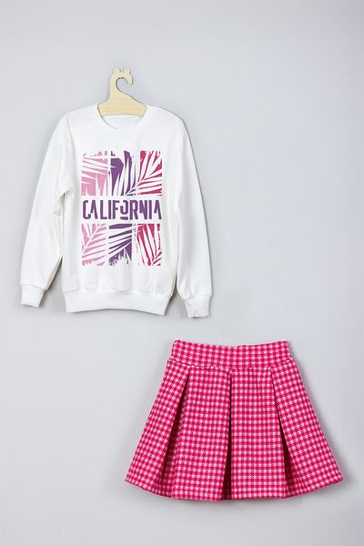 ADA BEBEK ÇOCUK New Season California Printed Skirt Sweat Set