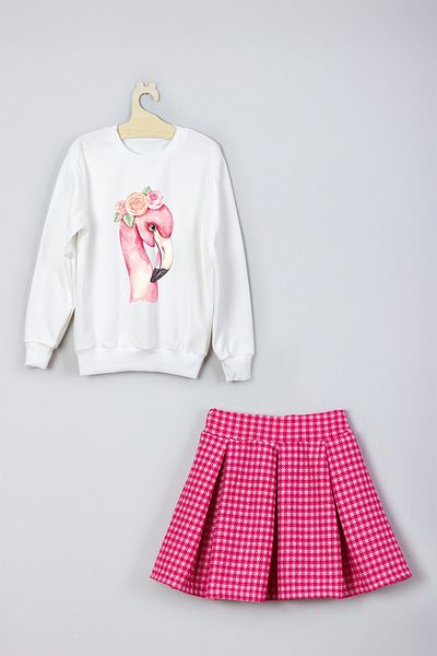 ADA BEBEK ÇOCUK New Season Flamingo Printed Skirt Sweat Set