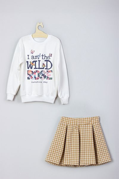 ADA BEBEK ÇOCUK New Season Wild Rose Printed Skirt Sweat Set