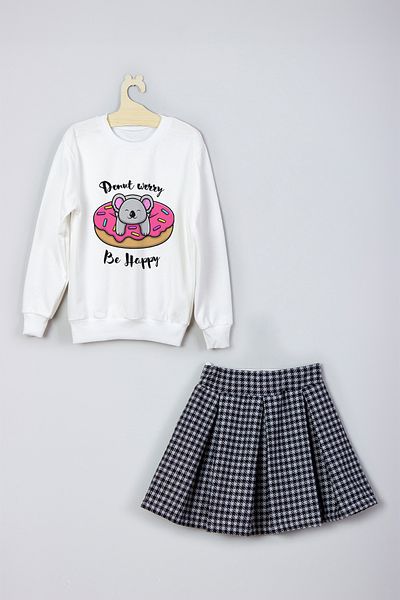 ADA BEBEK ÇOCUK New Season Cute Koala Patterned Skirt Sweat Set