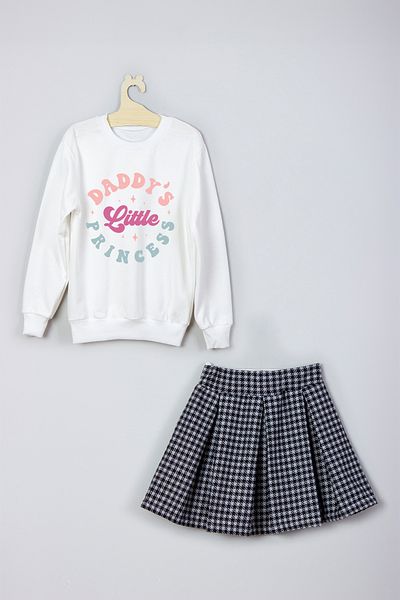 ADA BEBEK ÇOCUK New Season Daddy's Little Princess Printed Skirt Sweat Set