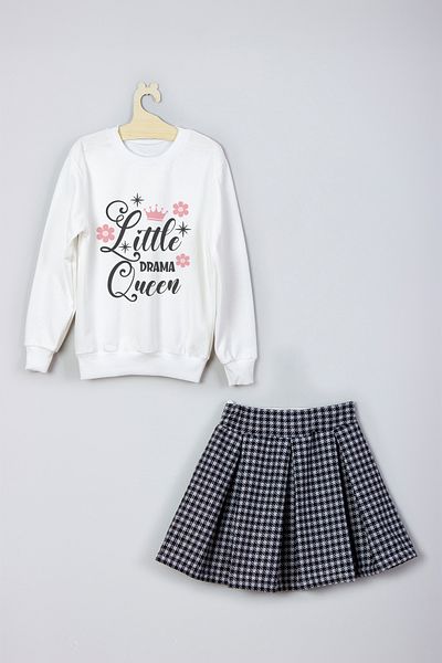 ADA BEBEK ÇOCUK New Season Little Quenn Printed Skirt Sweat Set