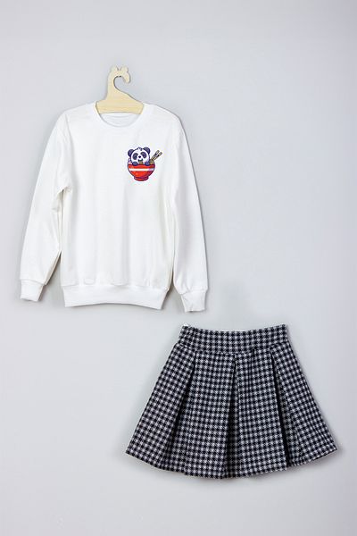 ADA BEBEK ÇOCUK New Season Panda Printed Skirt Sweat Set