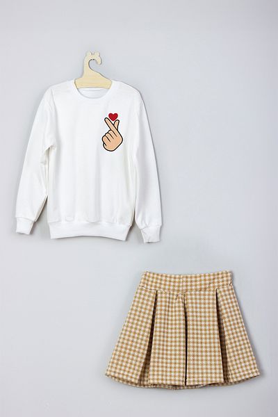 ADA BEBEK ÇOCUK New Season Style Printed Skirt Sweat Set