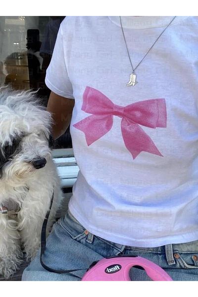 Touz Moda Μπλούζα Crop - Ribbon Printed
