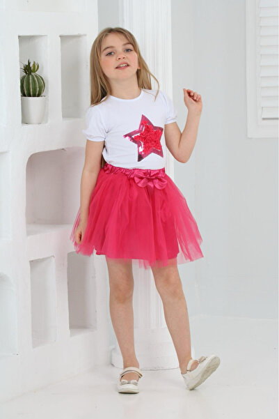 Nacar KIZ ÇOCUK ALT ÜST TAKIM TSHİRT ETEK 23 NİSAN KIYAFETLERİ