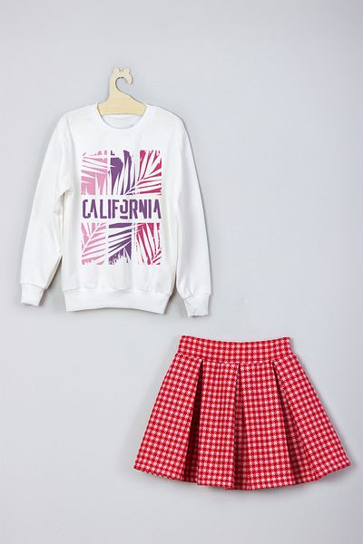 ADA BEBEK ÇOCUK New Season California Printed Skirt Sweat Set