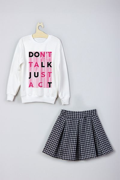 ADA BEBEK ÇOCUK New Season Don't Talk Just ACT Skirt Sweat Suit