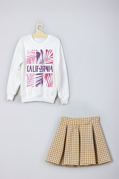 ADA BEBEK ÇOCUK New Season California Printed Skirt Sweat Set