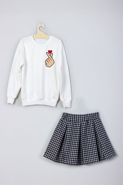 ADA BEBEK ÇOCUK Minie Printed New Season Skirt and Sweat Set