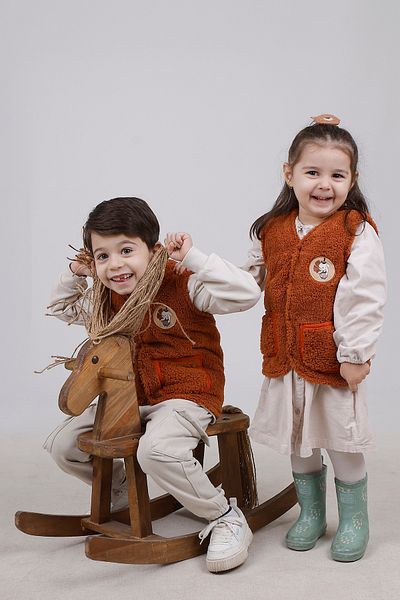 JUNİPERUS Embroidered Plush Fleece Baby Kids Vest Wellsoft Vest