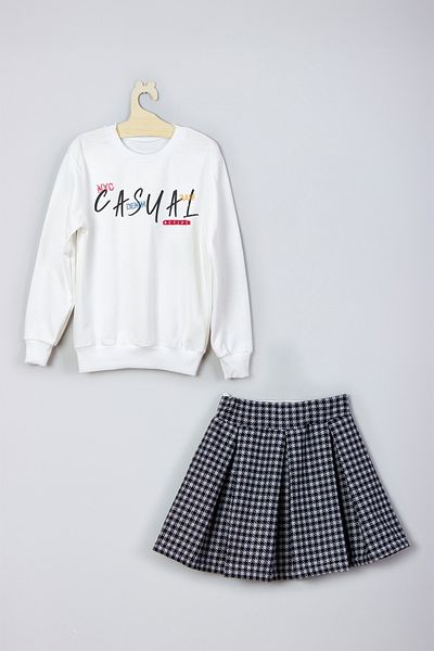 ADA BEBEK ÇOCUK New Season NYC Casual Printed Skirt Sweat Set