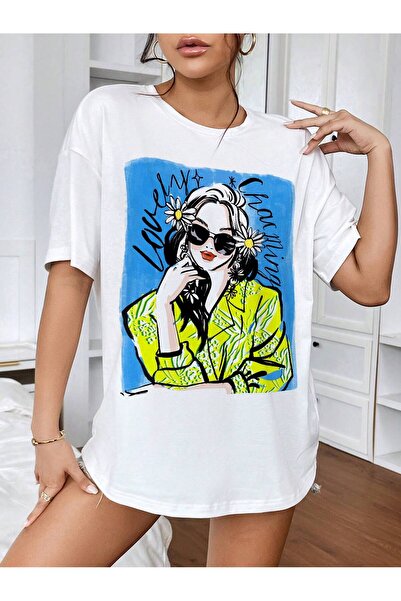 Jose Clothing Tricou cu mânecă scurtă, unisex, cu imprimeu alb, din bumbac organic