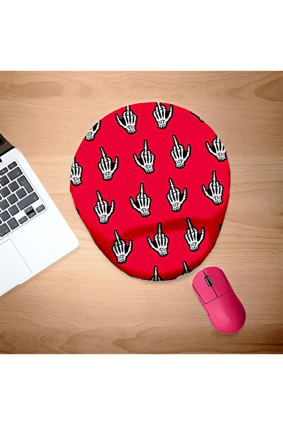 UcuruStore Κόκκινο οβάλ mouse pad με σχέδιο σκελετού που κάνει χειρονομίες κα...