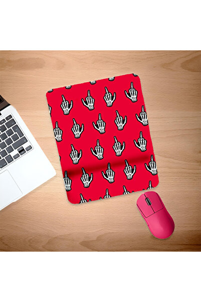 UcuruStore Κόκκινο ορθογώνιο mouse pad με σχέδιο σκελετού που κάνει χειρονομί...
