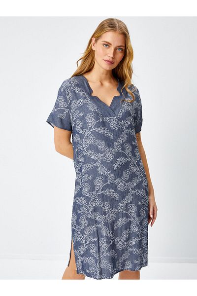 Faik Sönmez Flower Pattern V-Neck Dress 68294