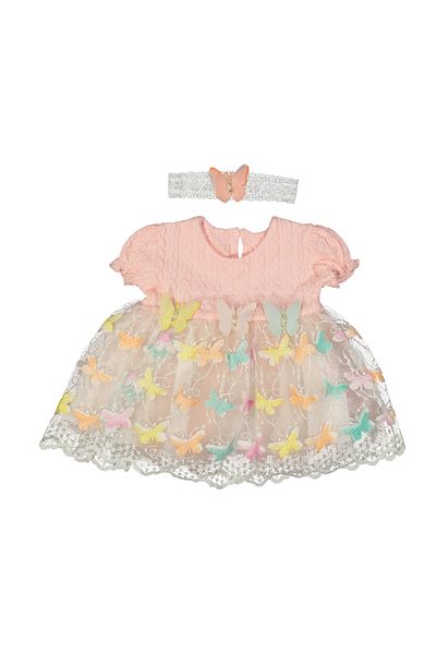 Matruş Kids BUTTERFLY DRESS WITH TULY BANDANA GIFT - MEVLUT DRESS, HOLYNESS, BIRTHDAY DRESS BABY
