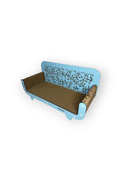 Rotipet مقعد منقوش على شكل قطة من الورق المقوى باللون الأزرق مقاس 59x30x25 سم