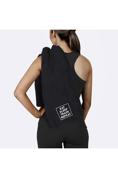 The Lucid Lab Eat Sleep Train Repeat / Black Sports Towel
