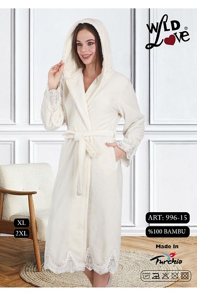 Wild Love Γυναικεία κουκούλα με κουκούλα 100% μπαμπού φόρεμα
