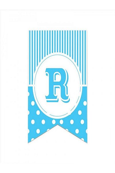 Kazanabil BLUE COLORED POINTED FLAM FLAG LETTERS R LETTER