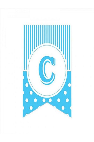 Kazanabil BLUE COLORED POINTED FLAM FLAG LETTERS C LETTER