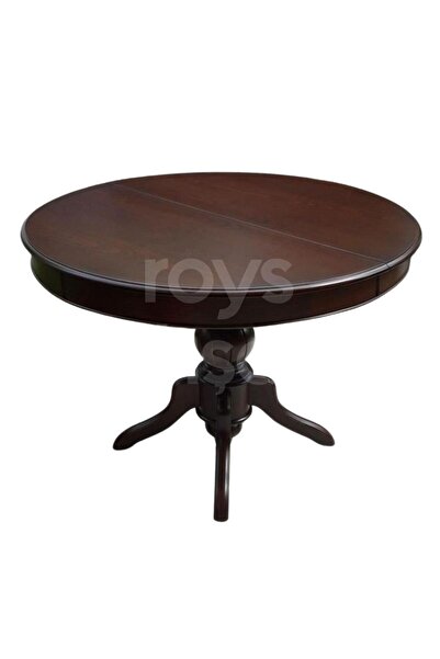 ROYS AHŞAP 120 Cm Koyu Ceviz Yuvarlak Açılabilen Baba Ayak Yemek Masası