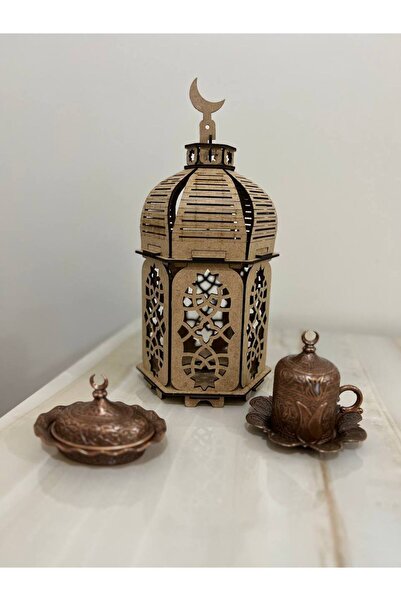 Mercan Hijab MERCAN AHŞAP IŞIKLI KANDİL