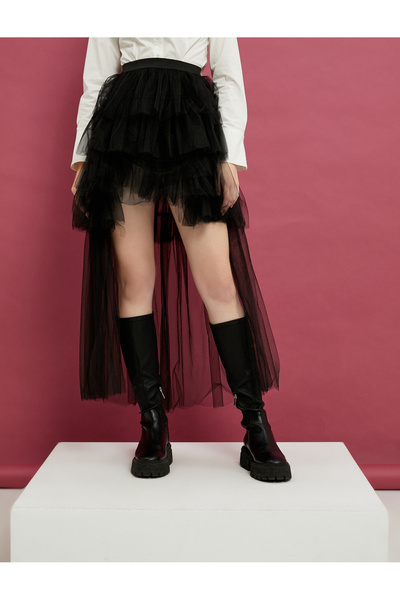 Koton Tutu Skirt Asymmetrical Cut Layered Lined Elastic Waist