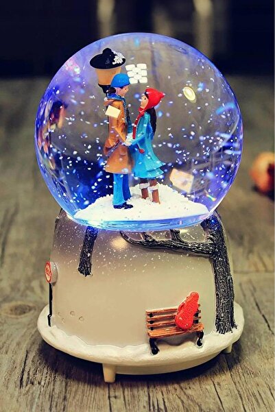 DEMPOWER Püskürtmeli Kar Küresi Sokak Lambasının Altında Buluşan Aşıklar Ayak...