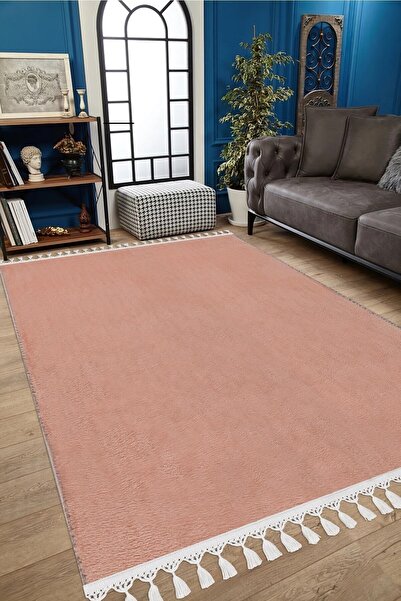 Valery Home Vl Comfort Peluş Halı Ponpon Saçaklı Pembe