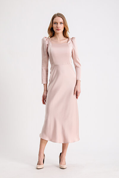 miss flamingo FRESSİA PRENSES KOL MİDİ BOY ELBİSE