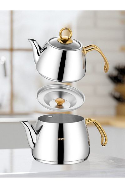 Amboss Aquamarine Special Gold Handle Induction Base Stainless Steel Teapot