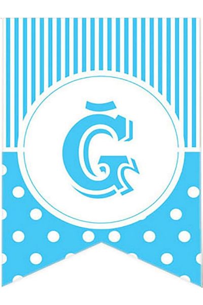 Kazanabil BLUE COLORED POINTED FLAM FLAG LETTERS G LETTER