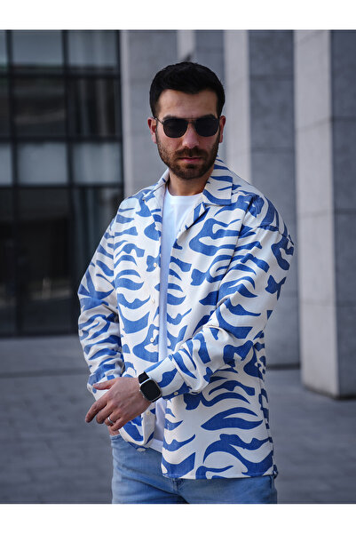 Minharir Oversize Patterned Shirt Jacket