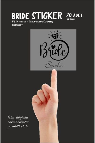 43 cici süsler organizasyon Αυτοκόλλητο Bride To Be Party Διαφανές 70 Τεμάχια