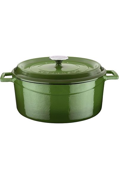Lava Cast Round Pot, Trendy, 28 Cm, 6.71 L Volume, Green