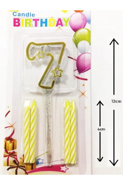 Yaş Gold Mika Şeffaf Rakam Mum 12CM