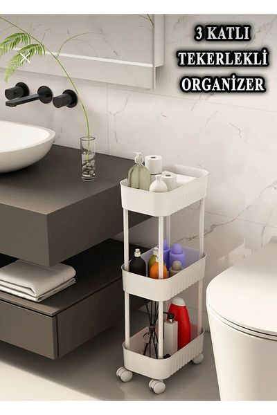 TRUSTMODA Lisbon Multi-Purpose 3-Tier Under-Sink Organizer In-Cabinet Under-Counter Organizer with Wheels