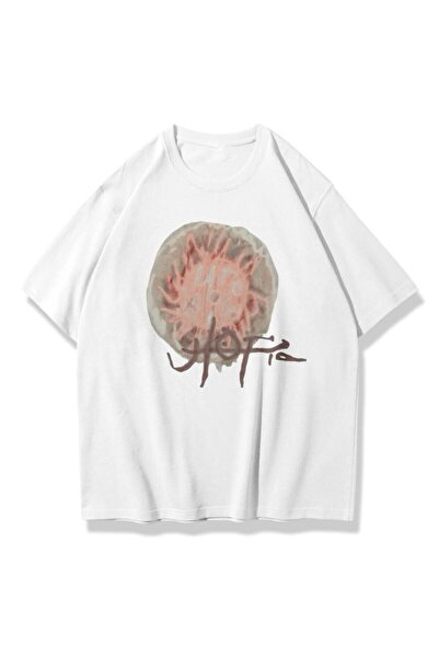 NOVVO للجنسين يوتوبيا ترافيس سكوت تي شيرت أبيض