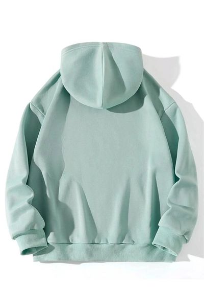 npLStore Унисекс суитшърт с 3 нишки и щампован цвят в аква зелено