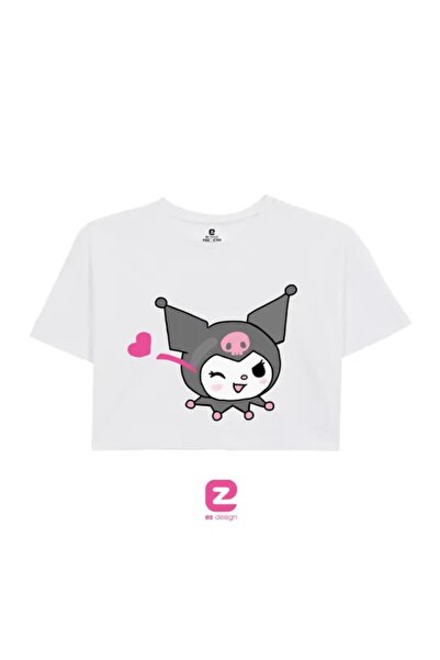 MANCY Kuromi Printed Γυναικείο Crop T-shirt - Βαμβακερό